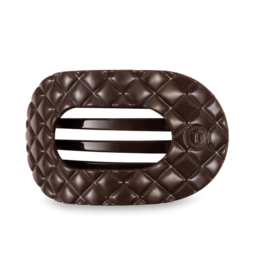 Truly Taupe Quilted Flat Round Hair Clip