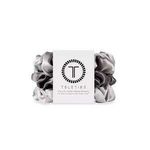 Silk Hair Scrunchies | Silver Flames | Small