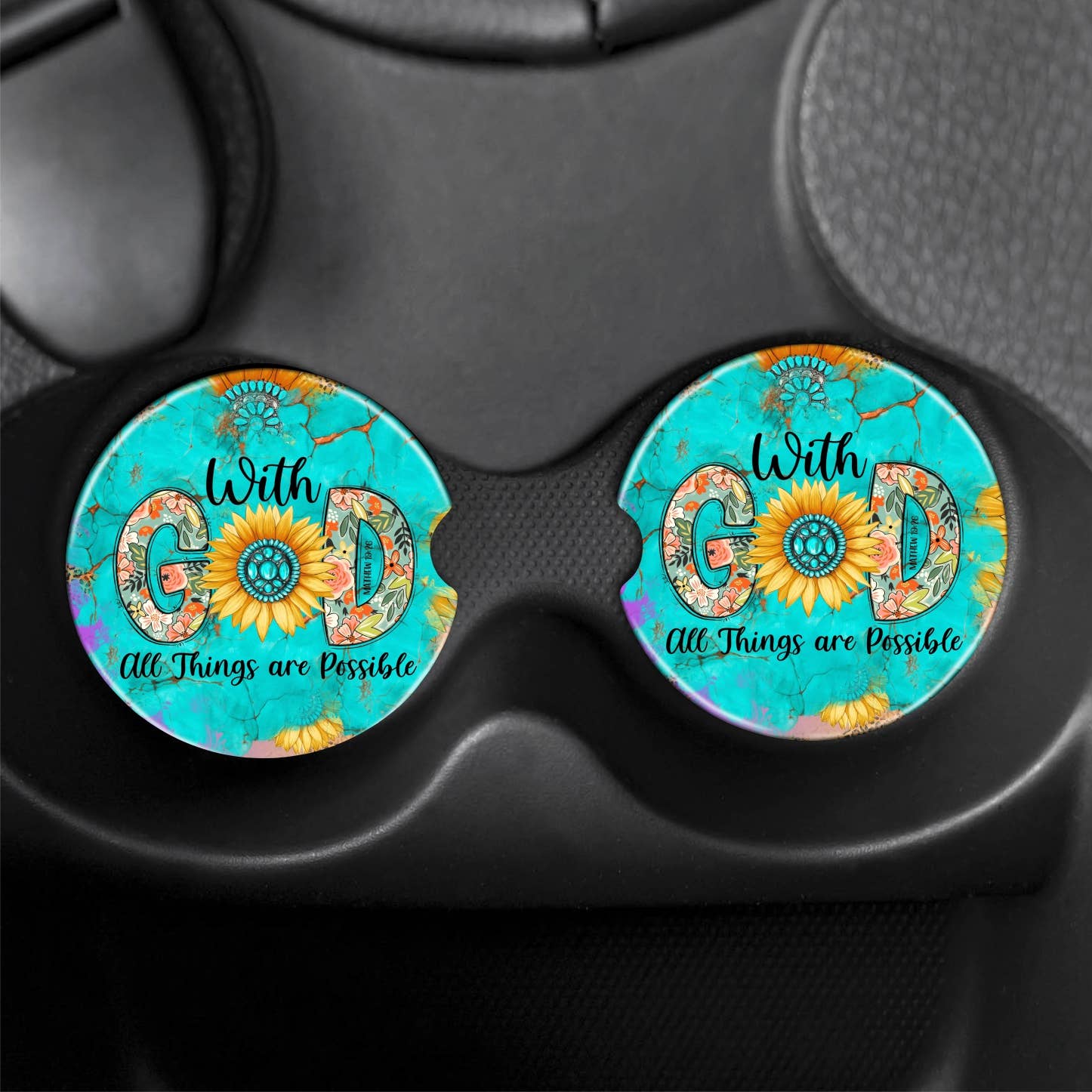 With God All Things Are Possible Car Coasters