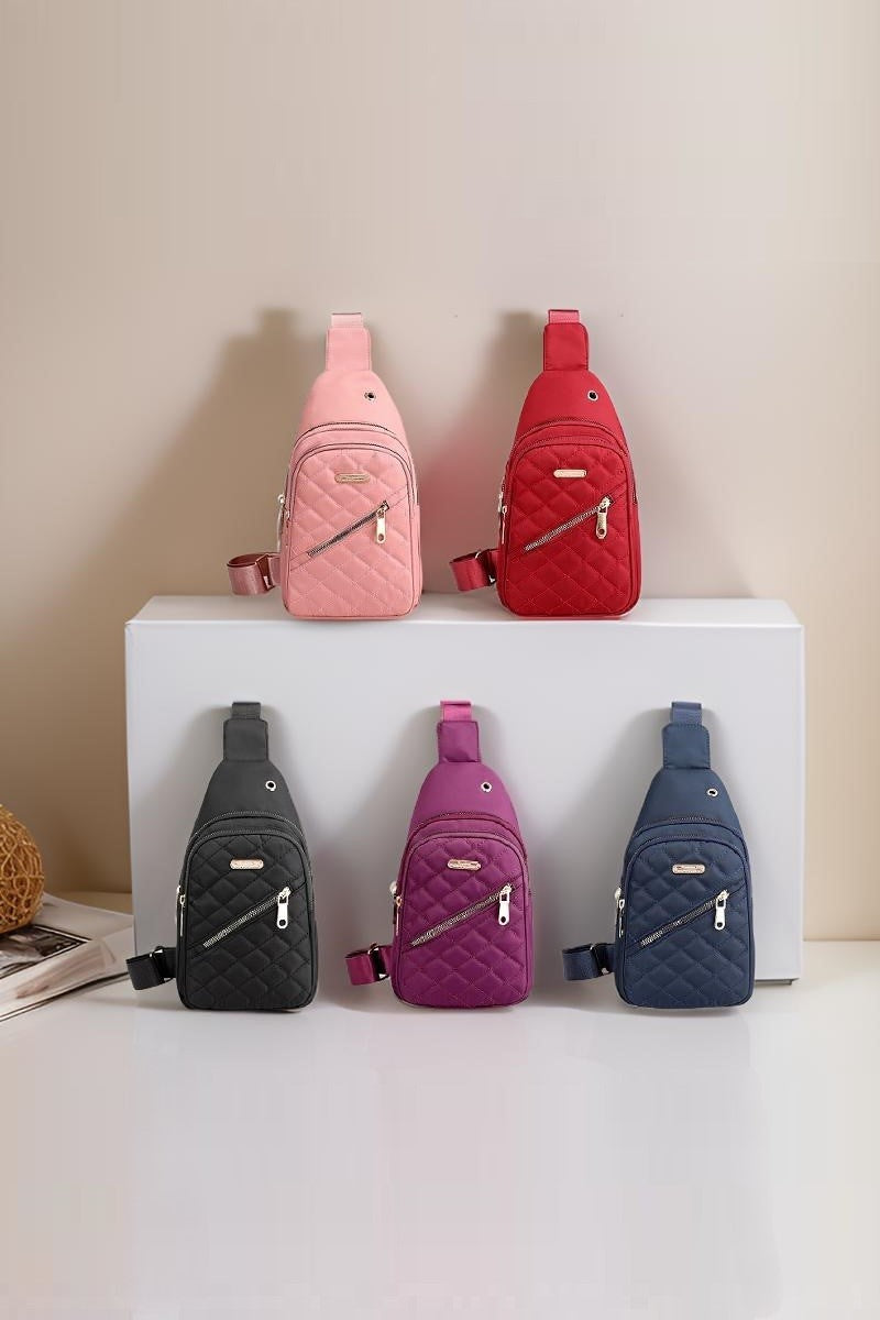 Quilted Multi-pocket Crossbody Sling Bag