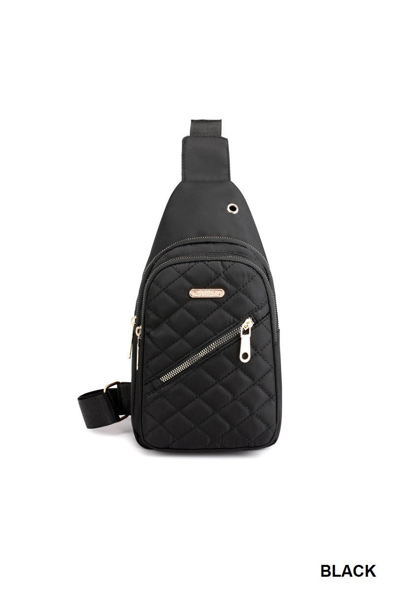 Quilted Multi-pocket Crossbody Sling Bag