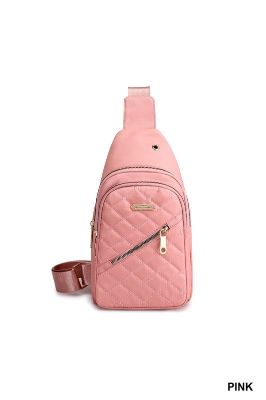 Quilted Multi-pocket Crossbody Sling Bag