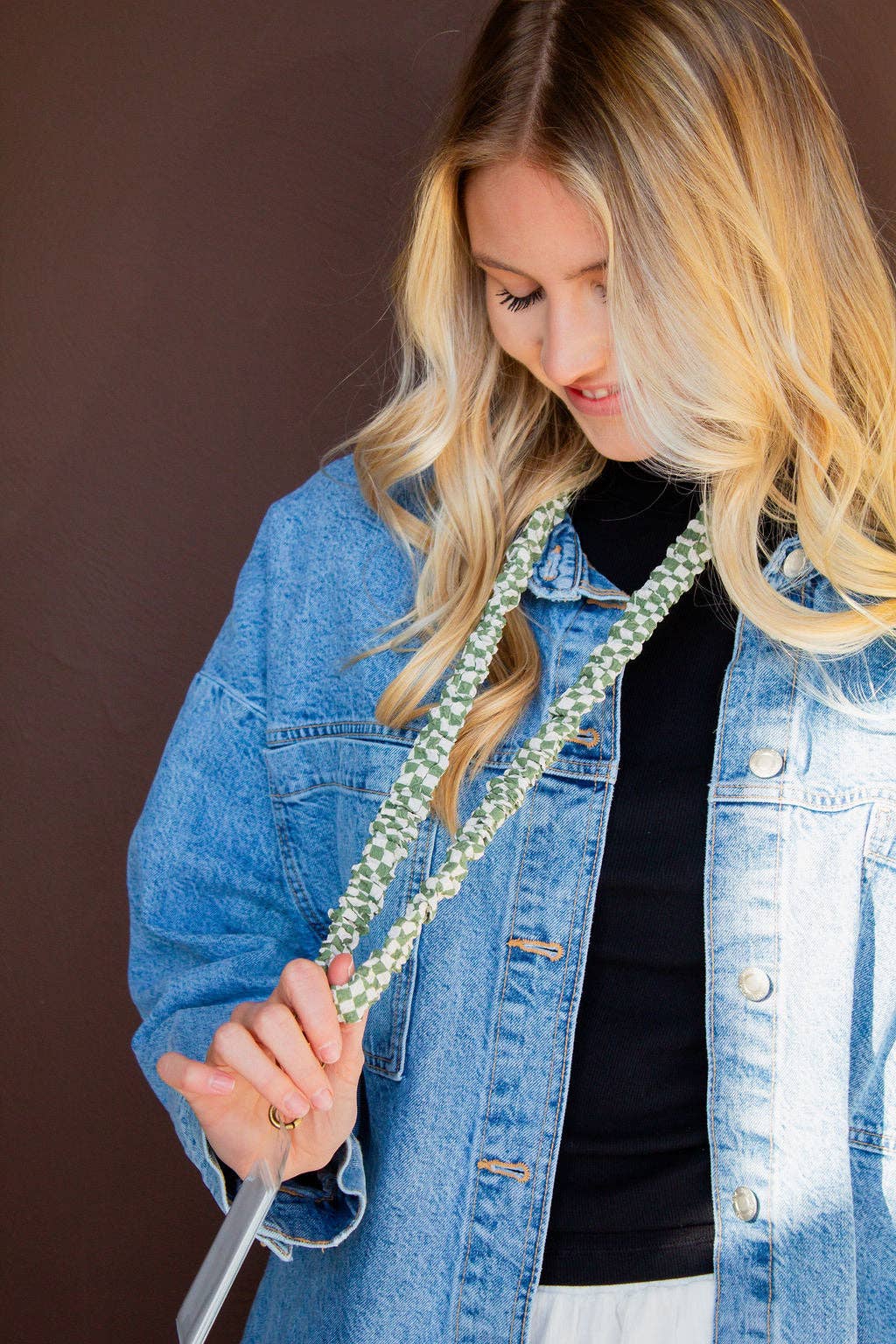 Forest Green Checked Lanyard