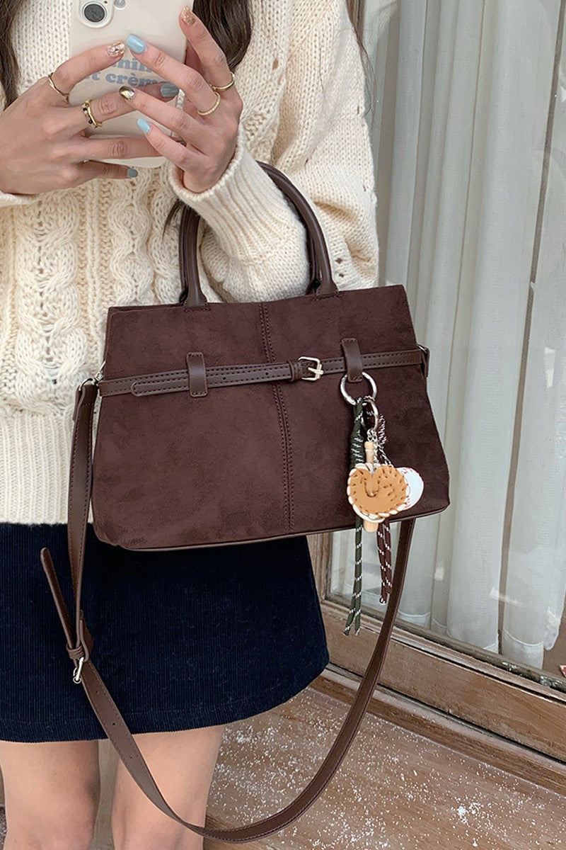Faux Suede Hobo Tote Bag