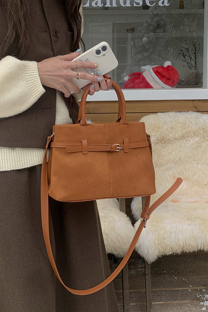 Faux Suede Hobo Tote Bag