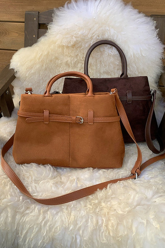 Faux Suede Hobo Tote Bag
