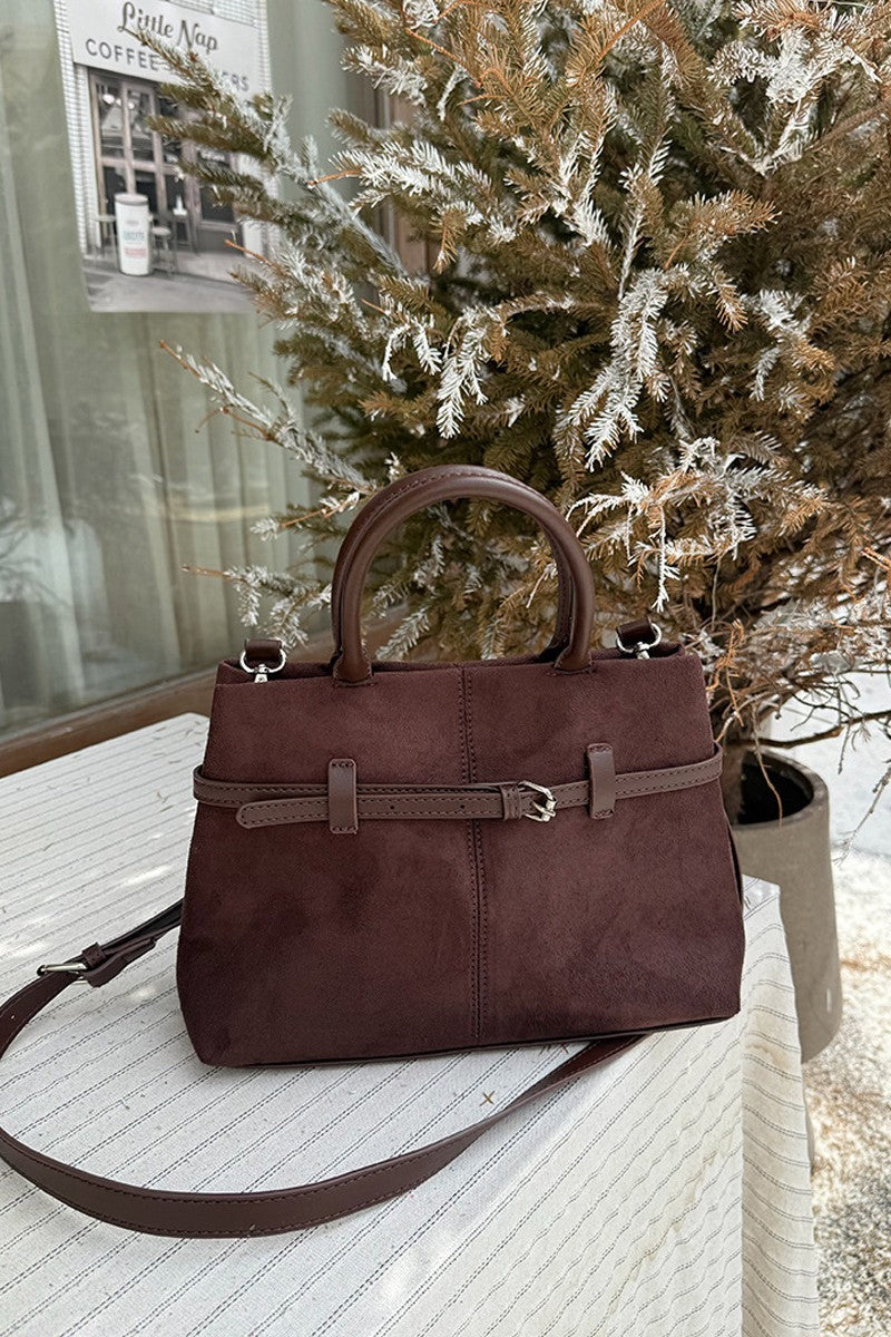 Faux Suede Hobo Tote Bag
