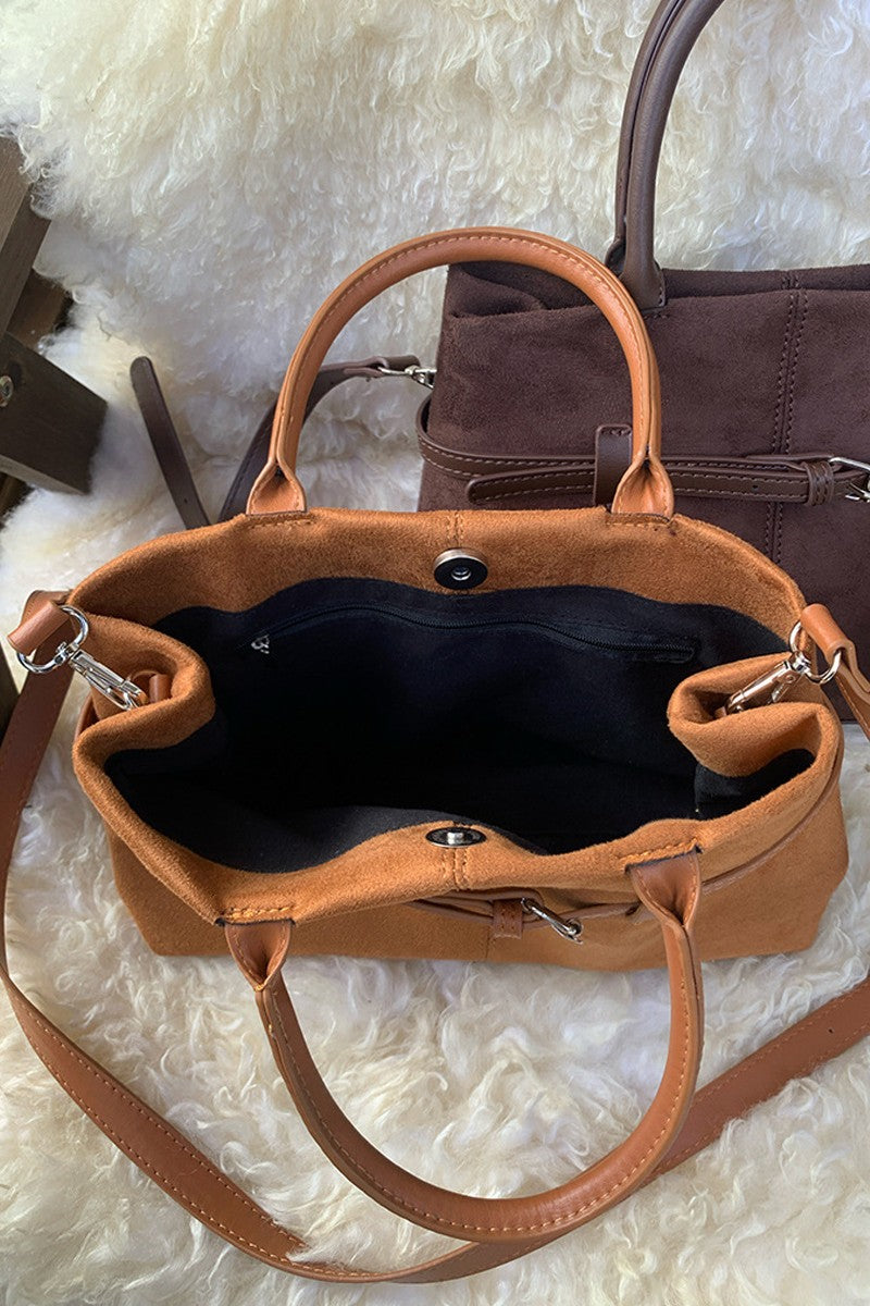 Faux Suede Hobo Tote Bag