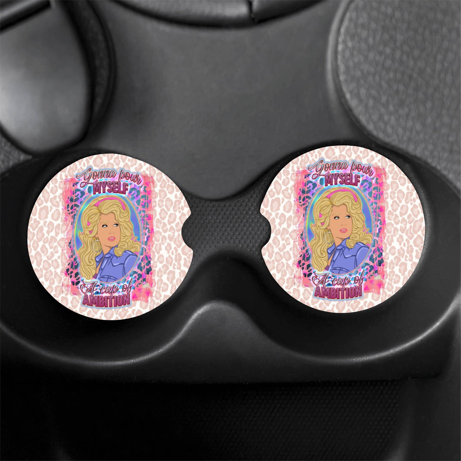 Dolly Parton Cup of Ambition Car Coasters