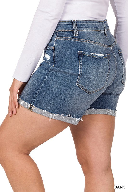 Distressed Plus Shorts