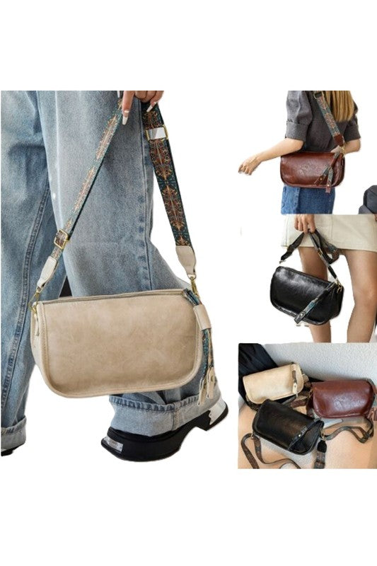Patterned Strap Shoulder Bag