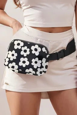 Black & Floral Print Crossbody Bag