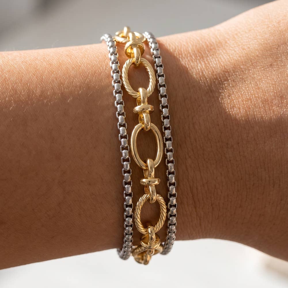 Mixed Metal Chain Link Bracelet