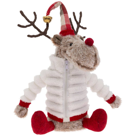 10" Tall Prancer Puffer Jacket Reindeer Christmas