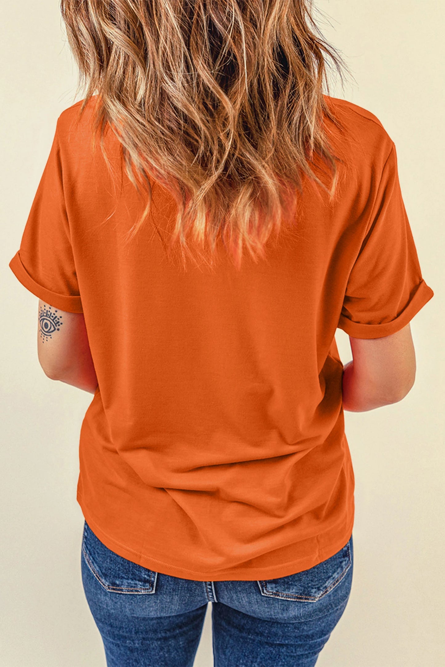 Orange Pumpkin Embroidered T-Shirt