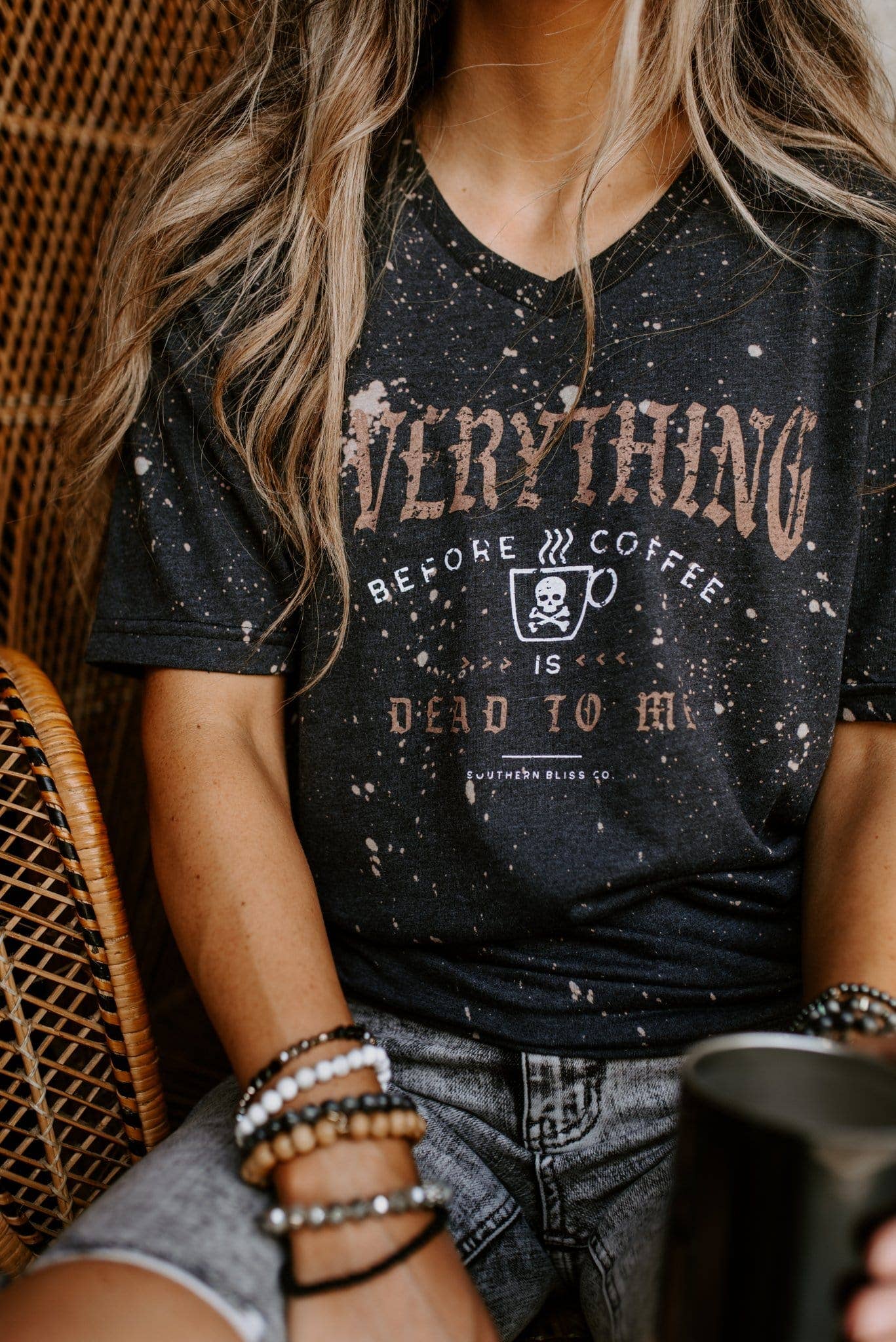 Dead to Me Bleached V-neck