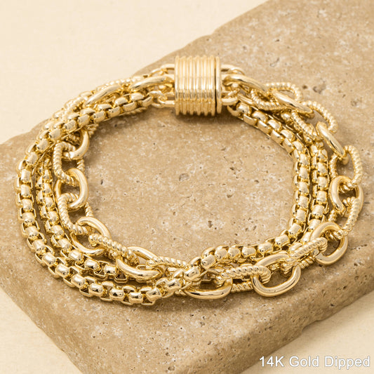 Multi Strand Layered Chain Link Bracelet