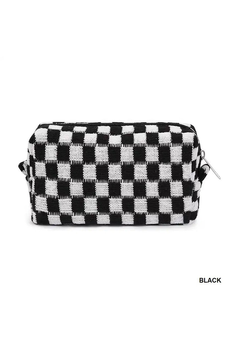 CHECKERED MAKEUP COSMETIC POUCH BAG