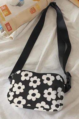 Black & Floral Print Crossbody Bag