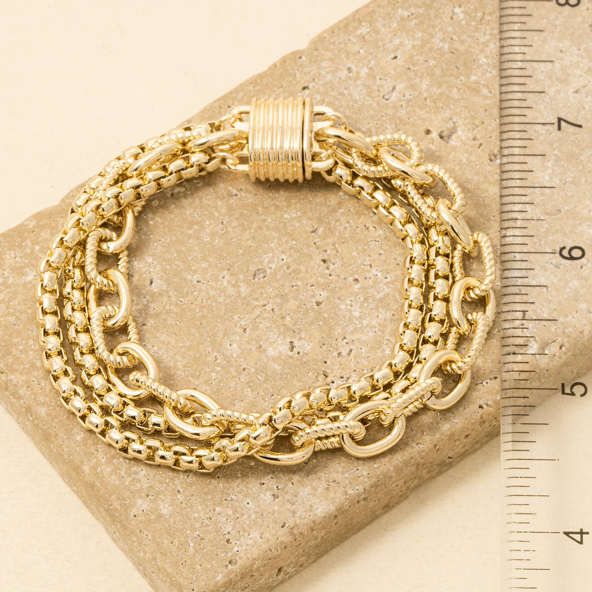 Multi Strand Layered Chain Link Bracelet
