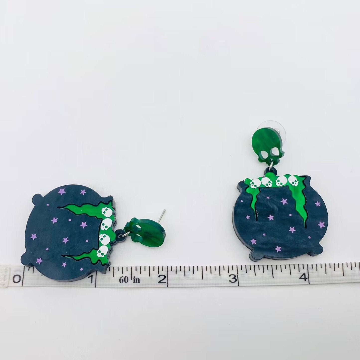 Poison Magic Jar Skull Earrings