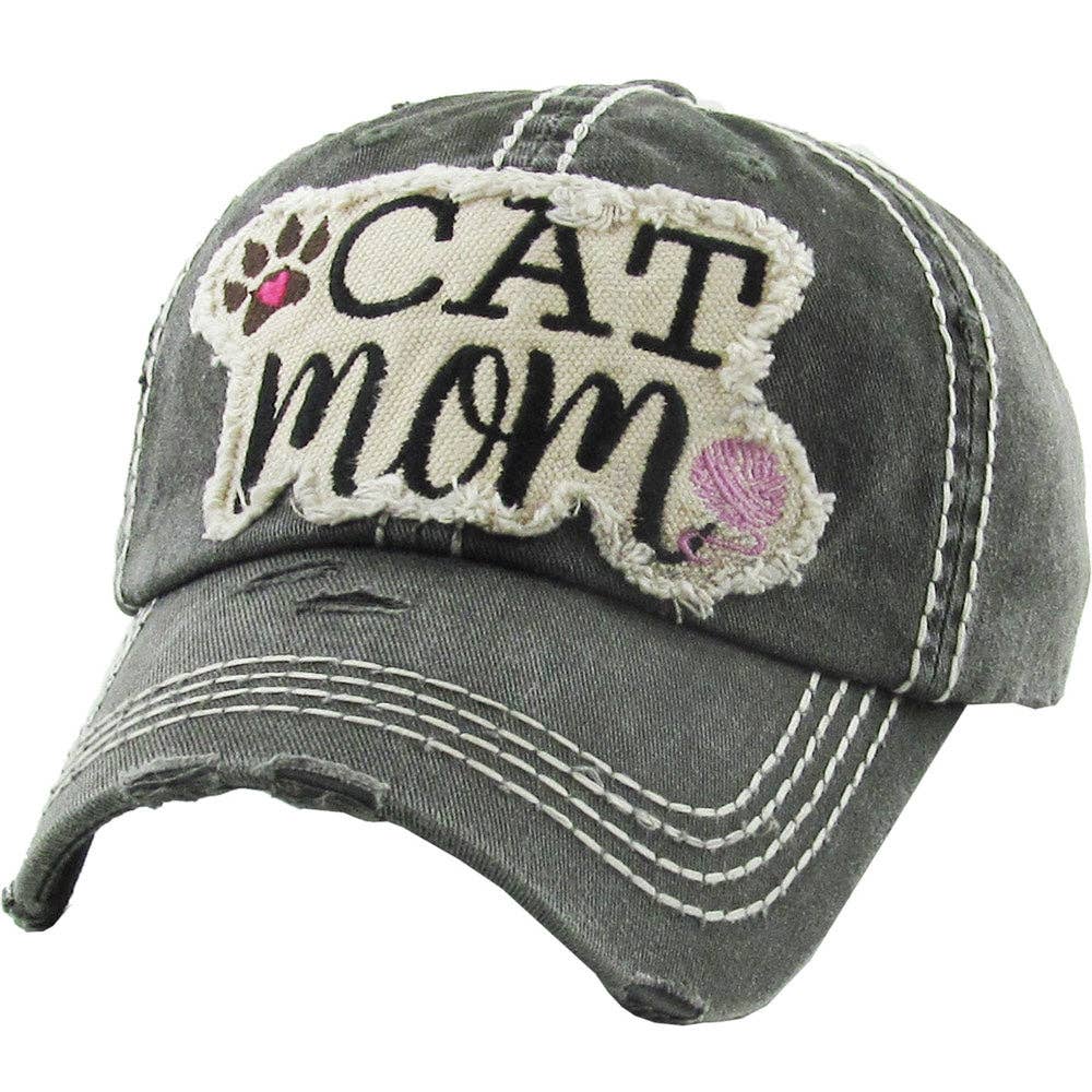 Hot Pink "Cat Mom" Vintage Wash Cap