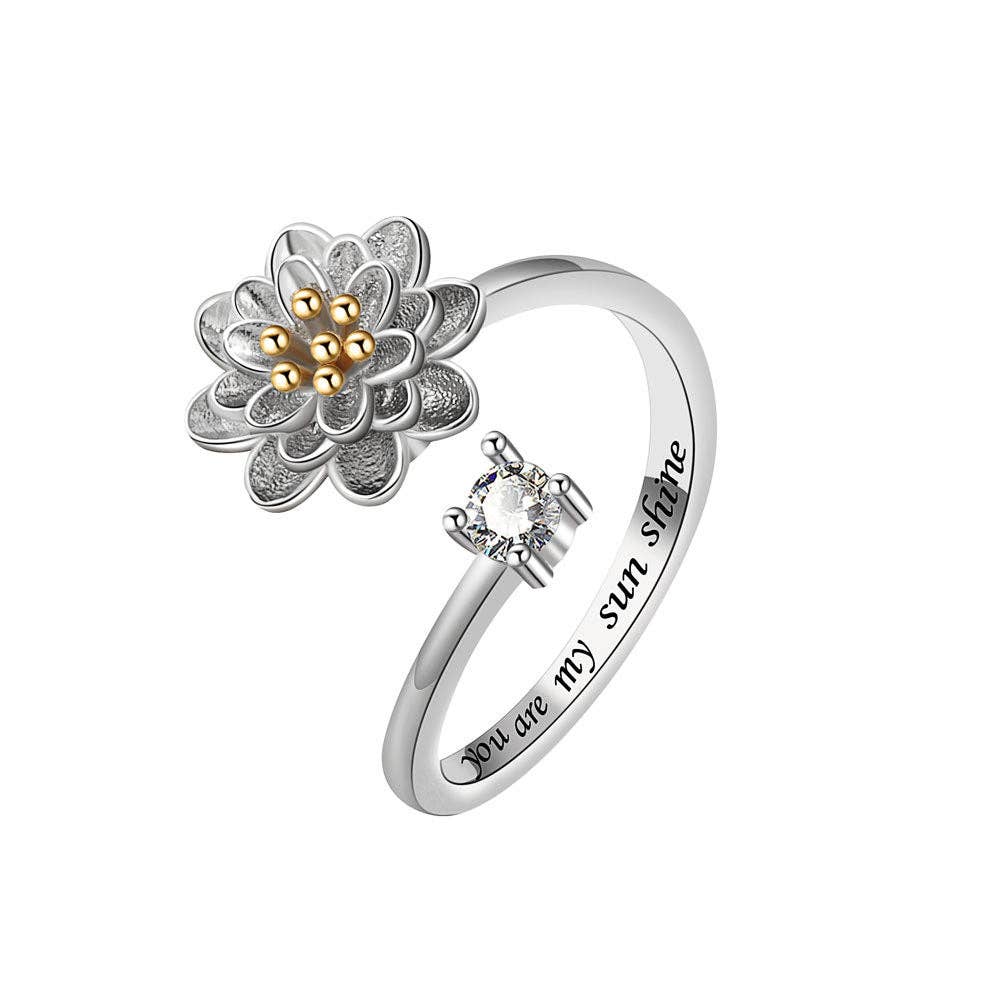 Flower Anxiety Fidget Spinner Band Ring