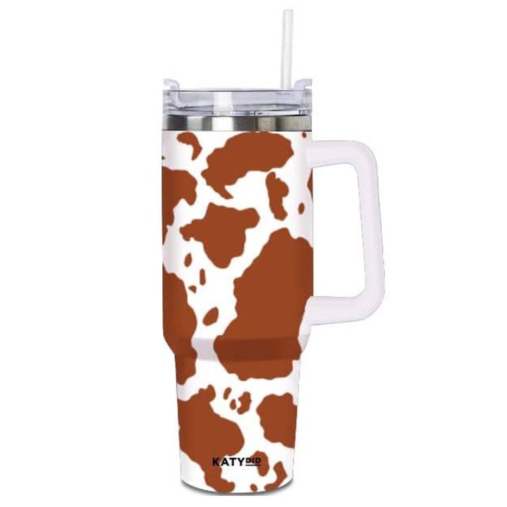 Brown and White Cow 40 Oz Tumbler Cup