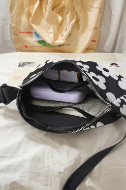 Black & Floral Print Crossbody Bag