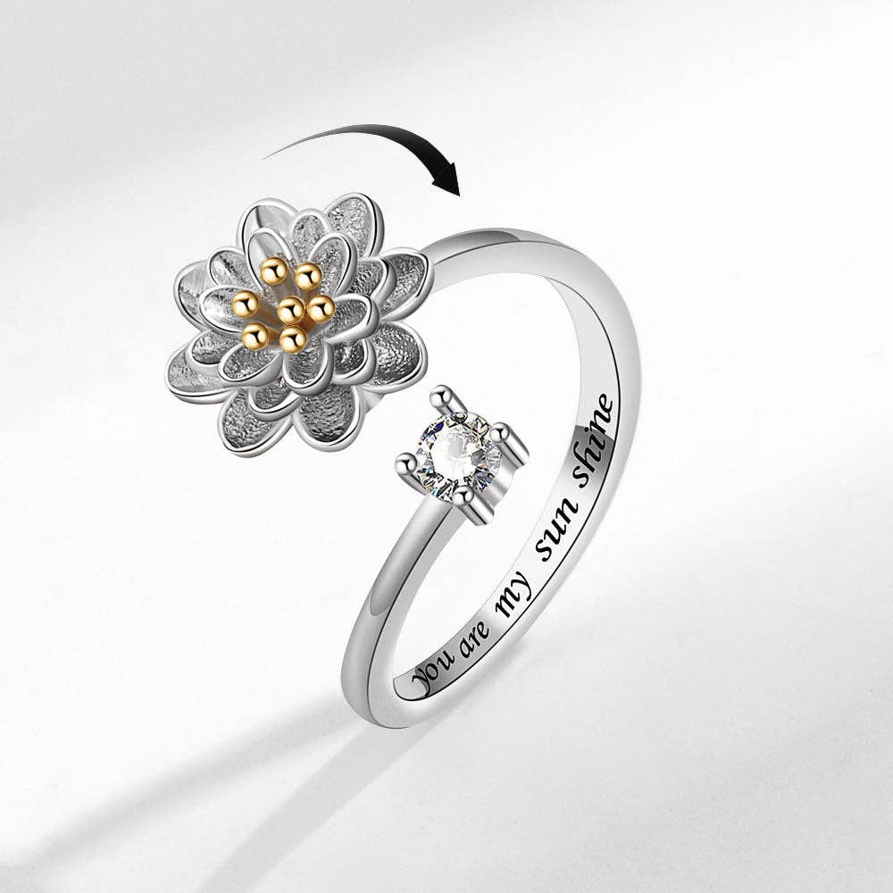 Flower Anxiety Fidget Spinner Band Ring