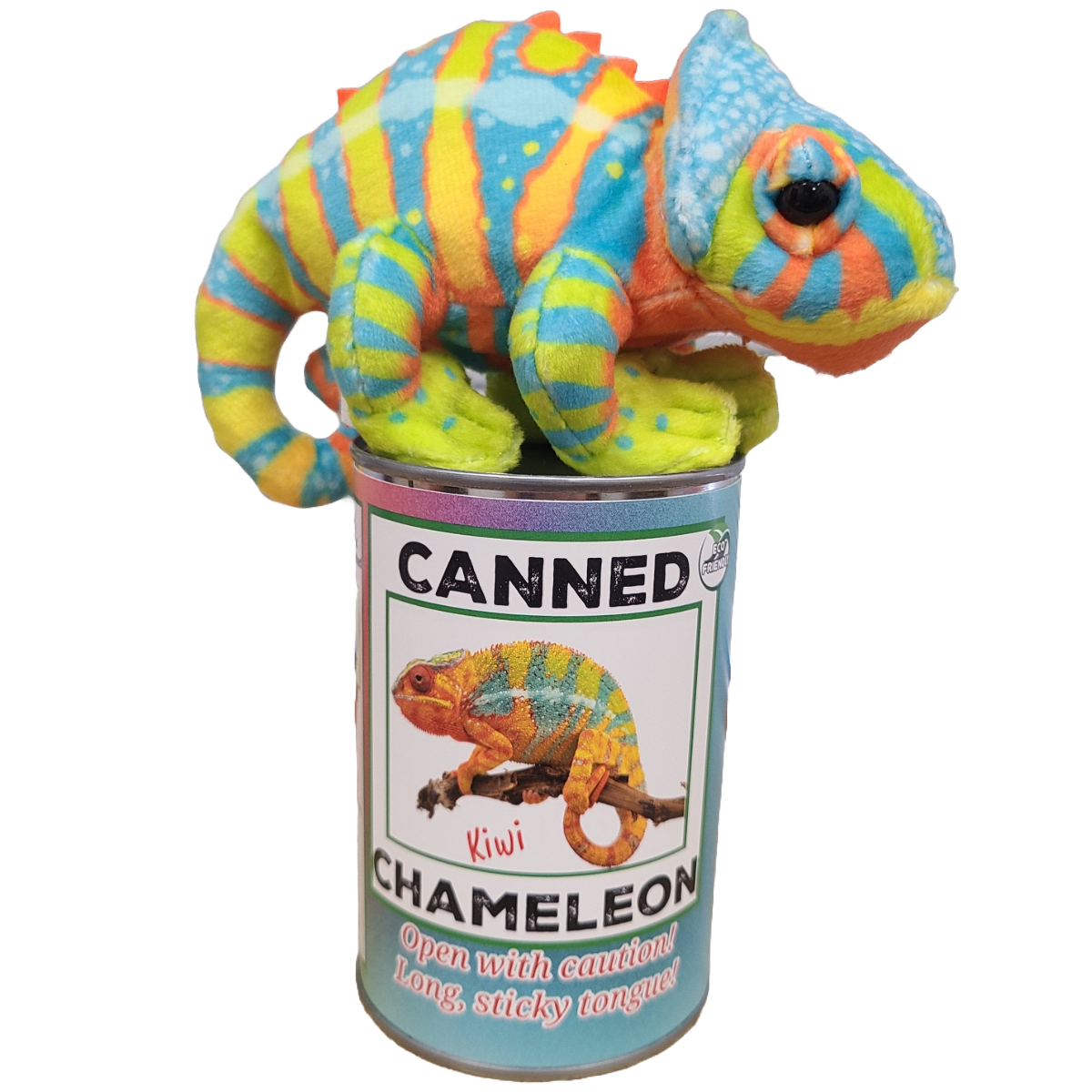 Kiwi the Canned Chameleon Stuffed Animal Plush w/Funny Jokes