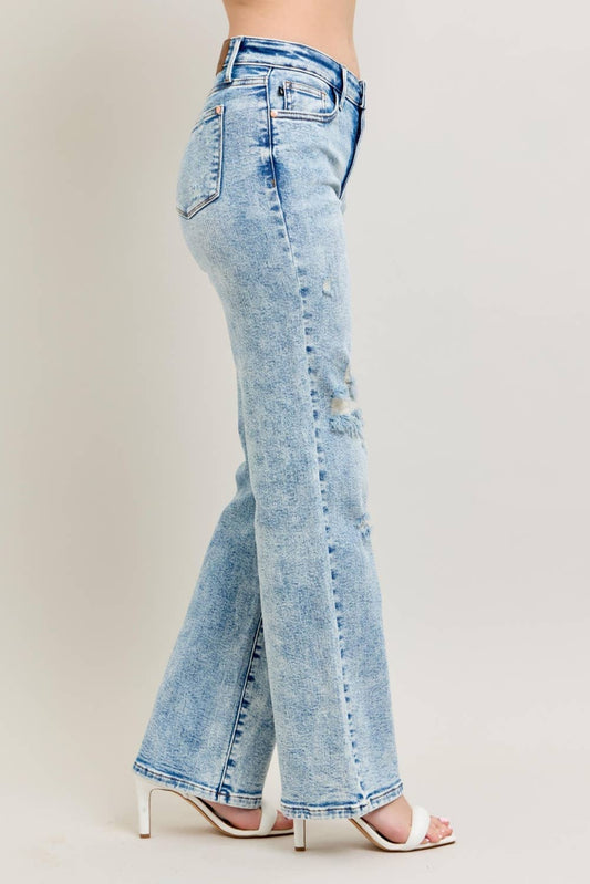 Judy Blue High Waist Mineral Wash Destroy 90's Straight