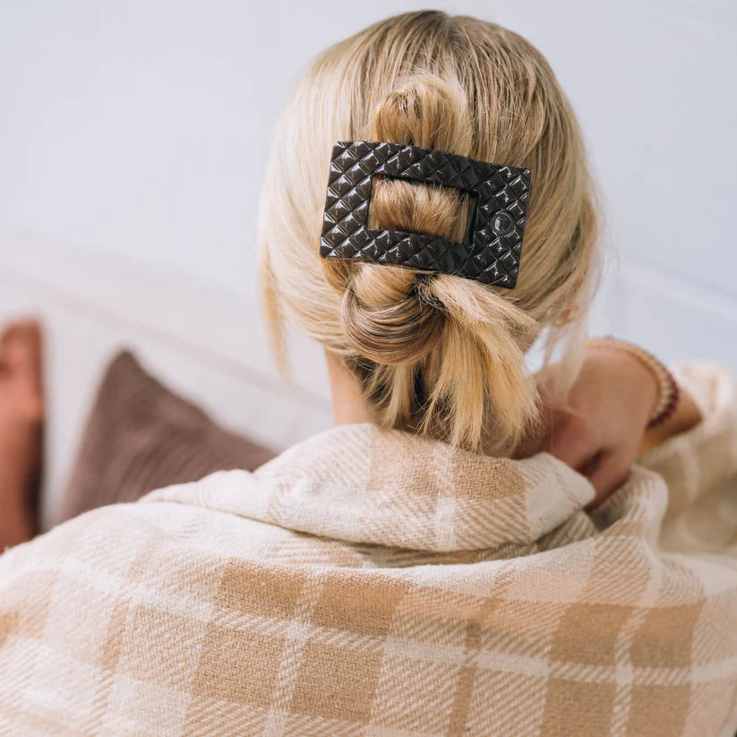 Truly Taupe Quilted Flat Rectangle Hair Clip