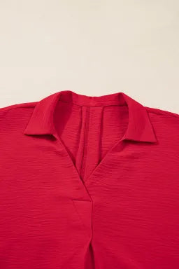 Fiery Red Plus Size Dolman Oversized Tunic Blouse