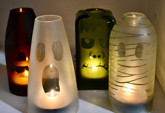 Halloween Candle Covers Made from Recycled Bottles