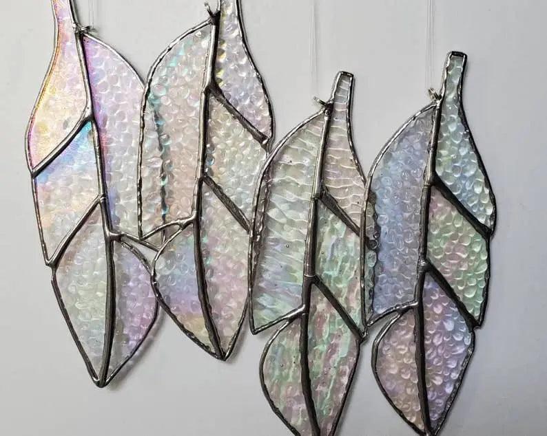 6" Iridescent Stained Glass Feathers - Doodlations Coffee Bar & Boutique