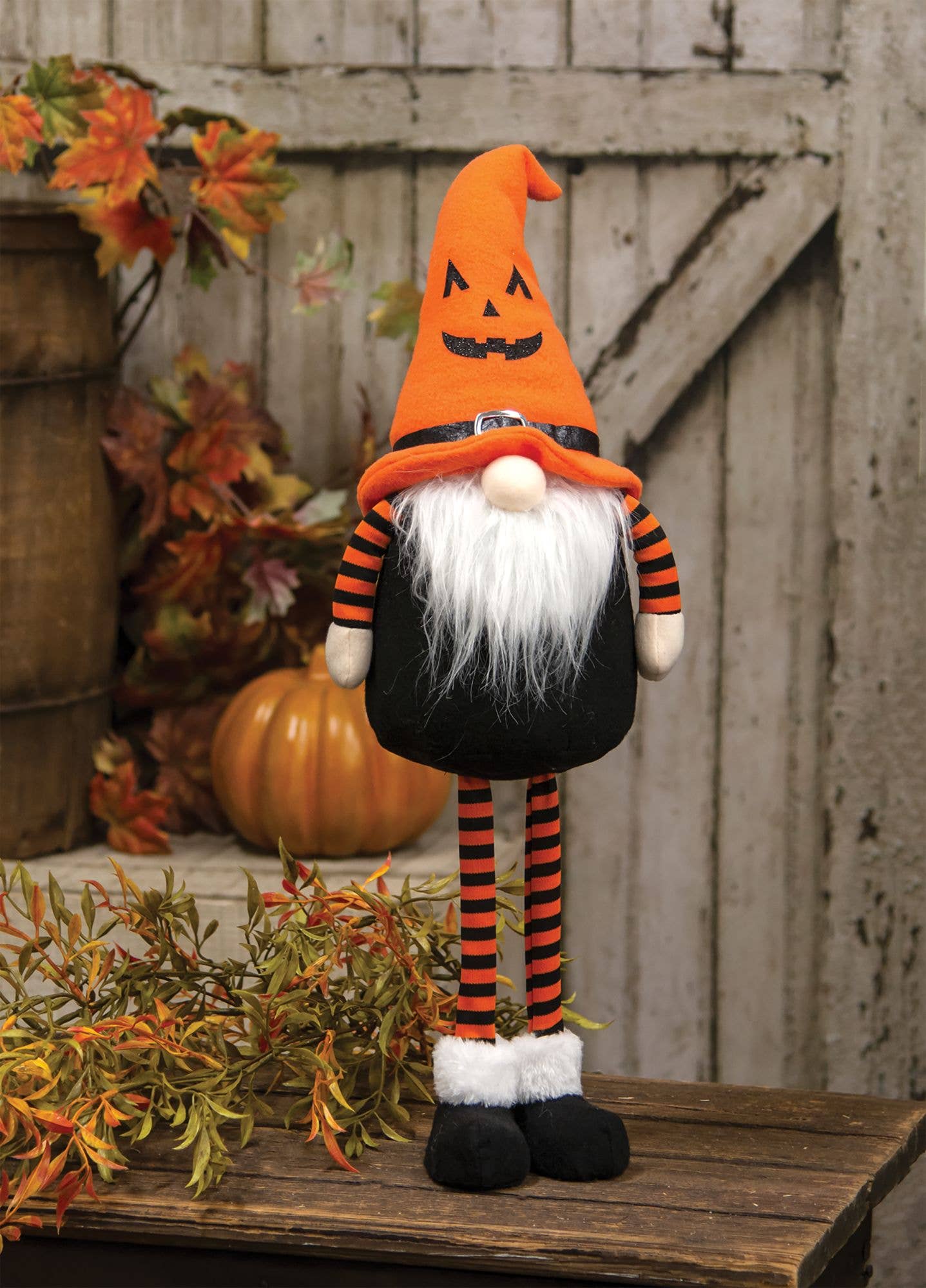 Halloween Pumpkin Standing Gnome