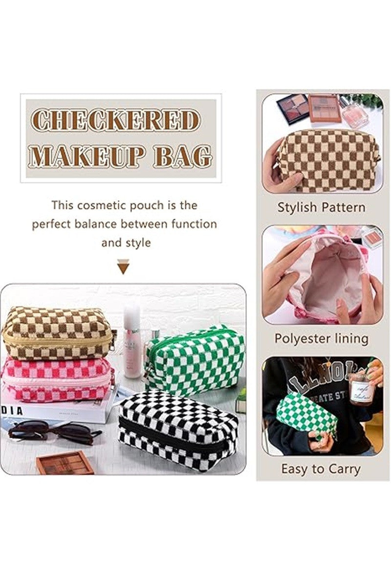 CHECKERED MAKEUP COSMETIC POUCH BAG