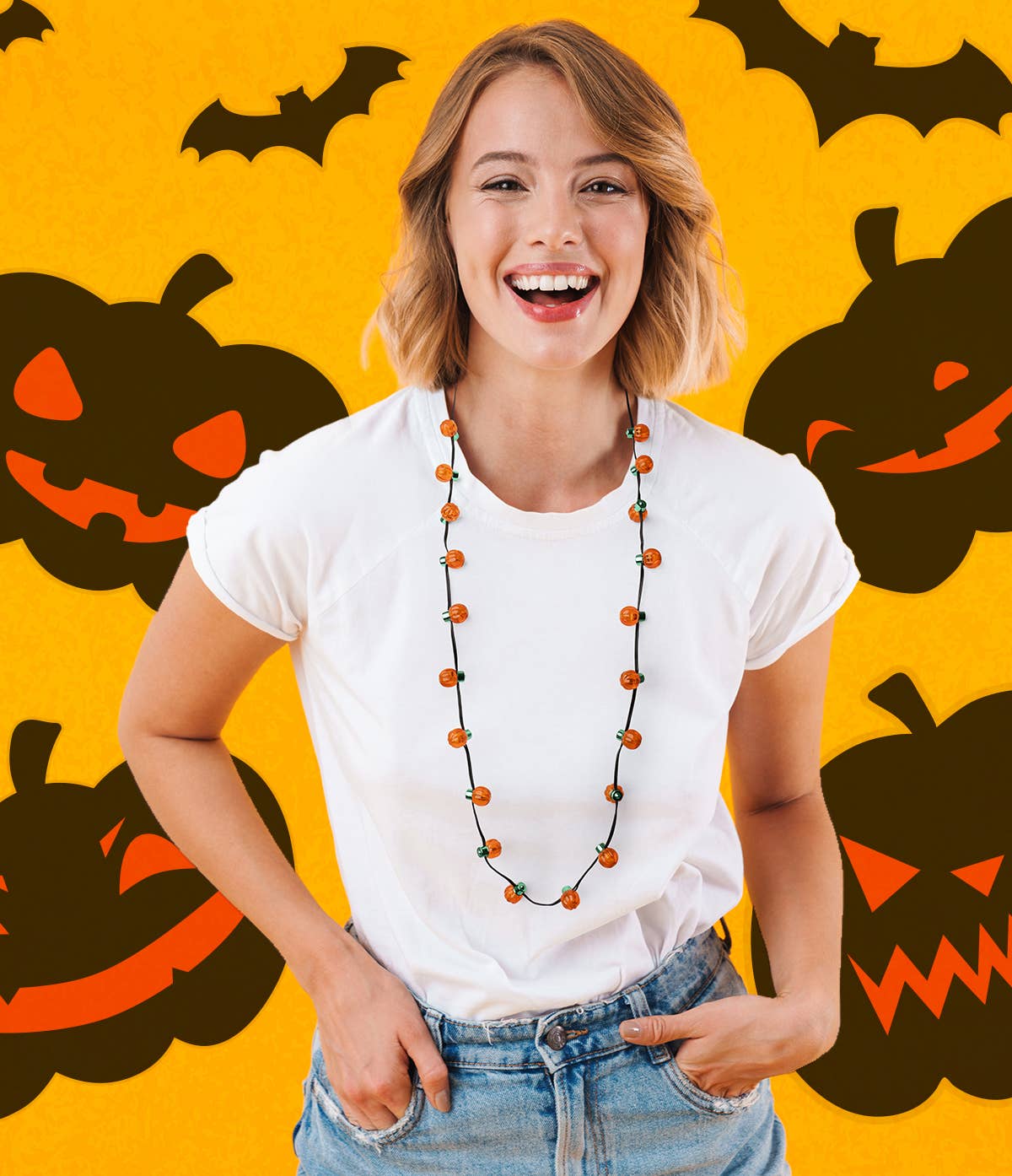 New Losta Light Pumpkin Necklace w/ 20 lights