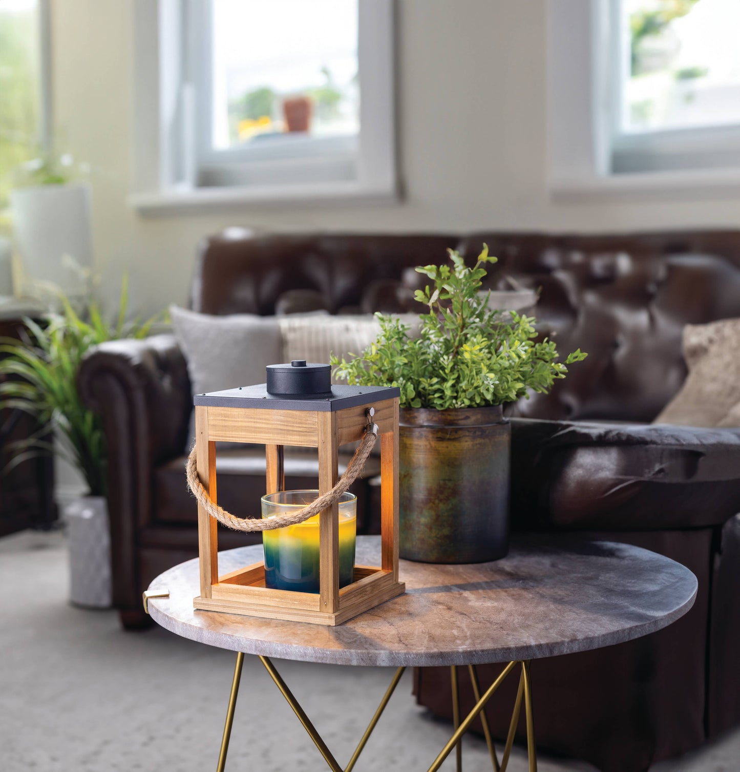 Wood & Rope Candle Warmer Lantern