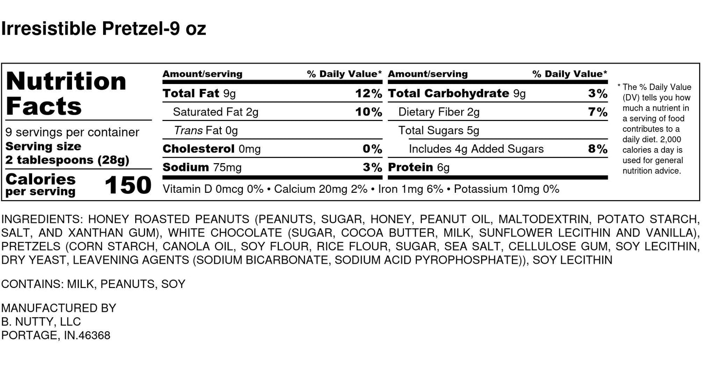 Irresistible Pretzel BNutty Peanut Butter- 9oz