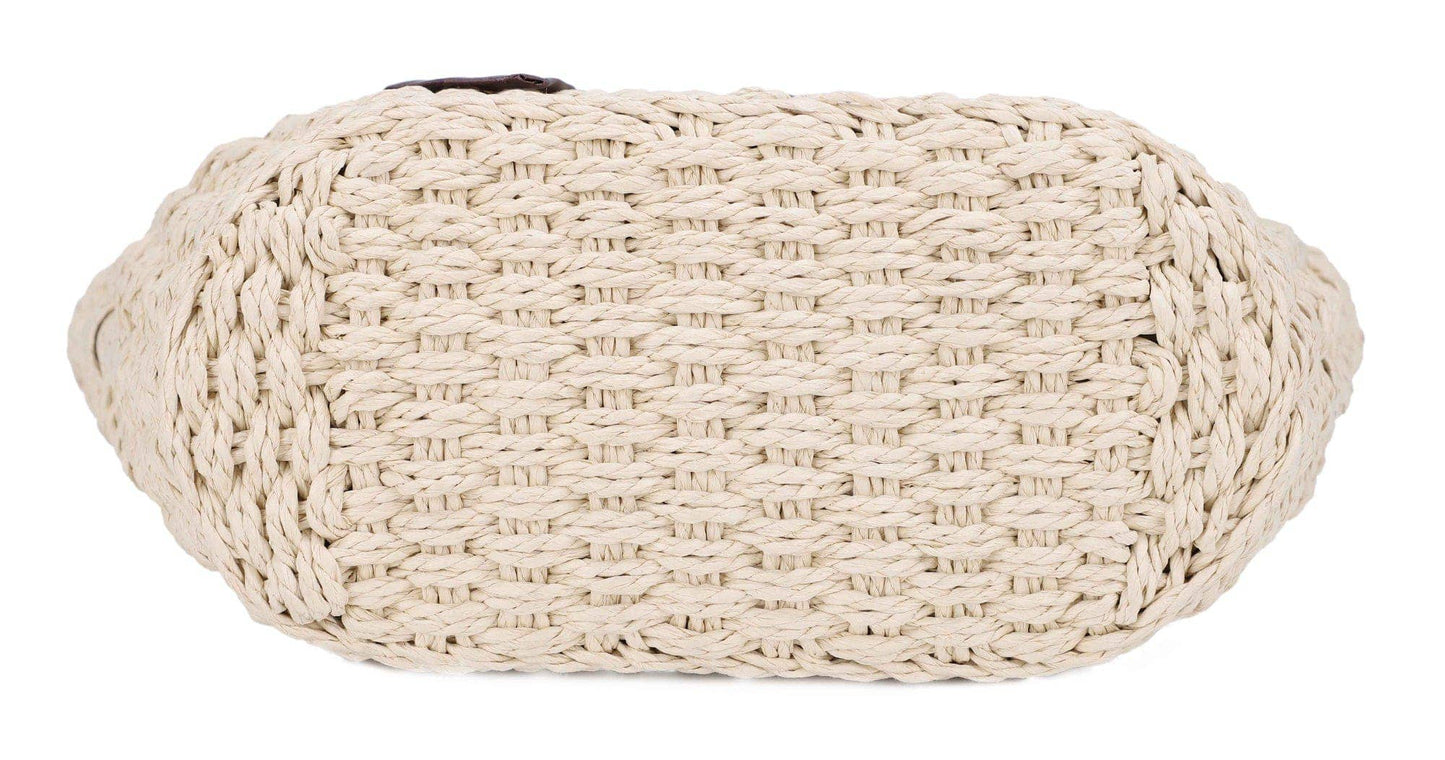 Penelope Straw Tote Bag With Scarf