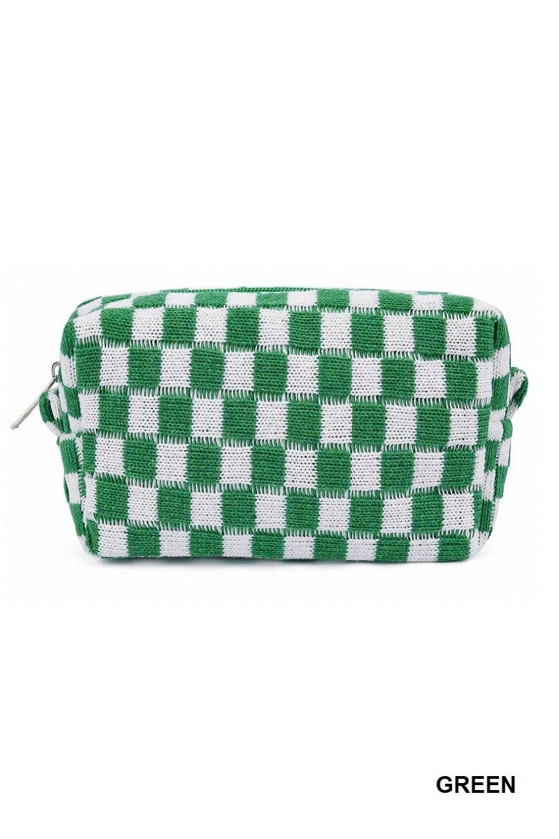 CHECKERED MAKEUP COSMETIC POUCH BAG