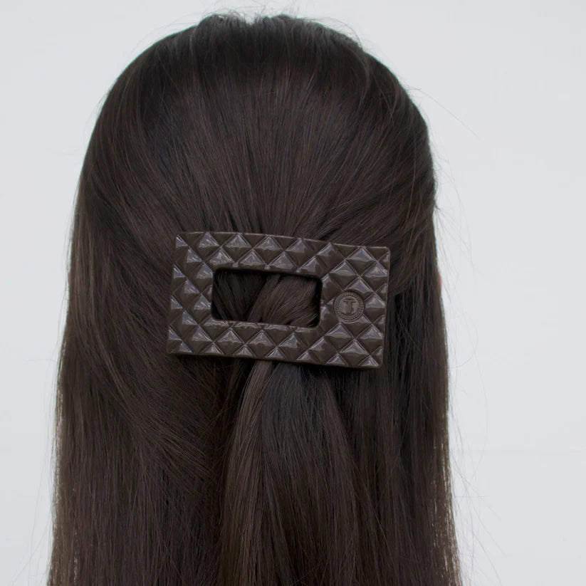 Truly Taupe Quilted Flat Rectangle Hair Clip
