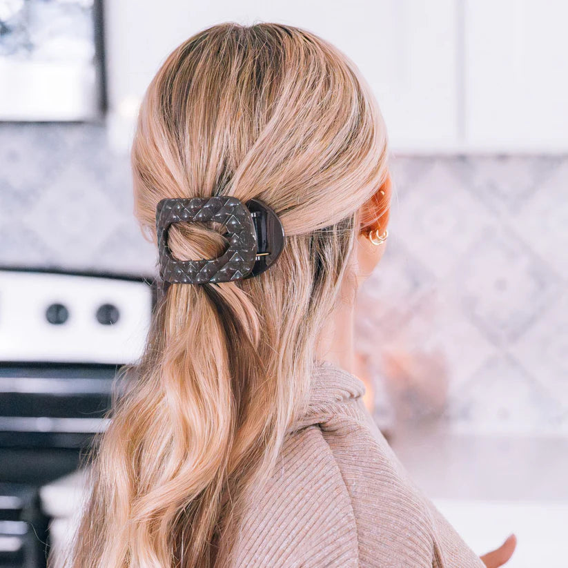 Truly Taupe Quilted Flat Round Hair Clip