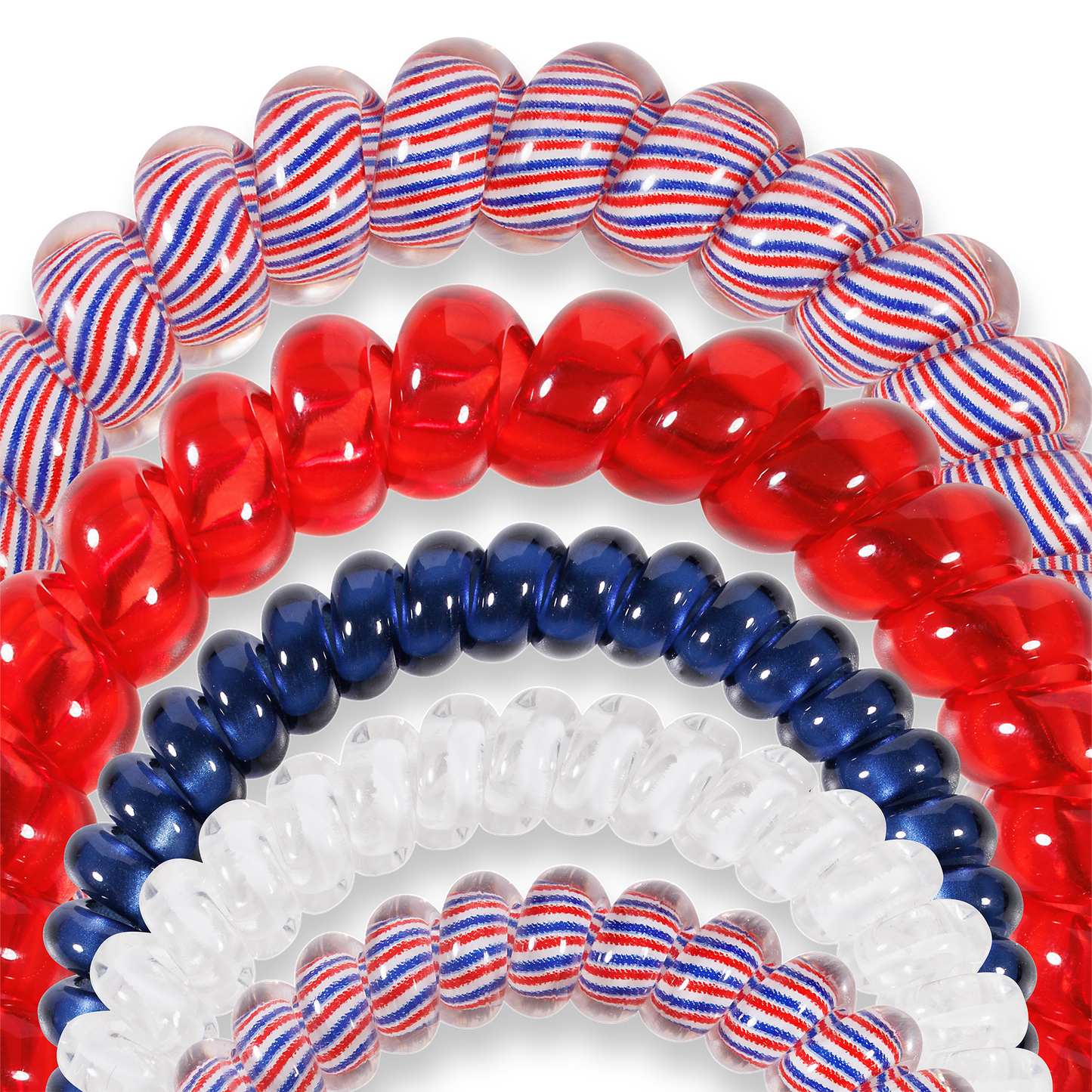 Star Spangled Bash - Spiral Hair Coils, Hair Ties, 5-pack