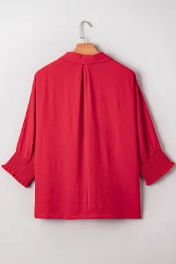 Fiery Red Plus Size Dolman Oversized Tunic Blouse