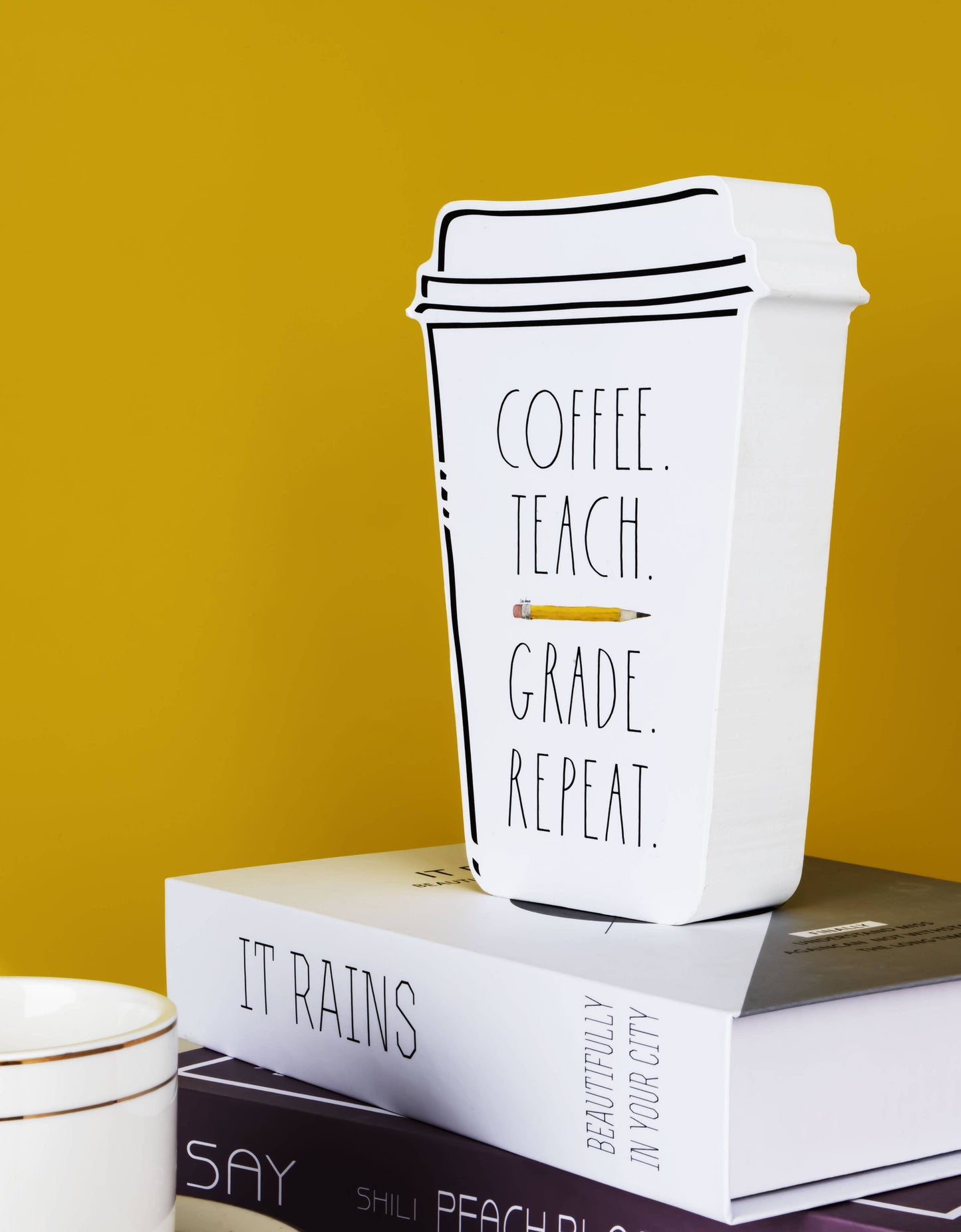 Rae Dunn "Coffee, Teach, Grade, Repeat" Coffee Desk Decor