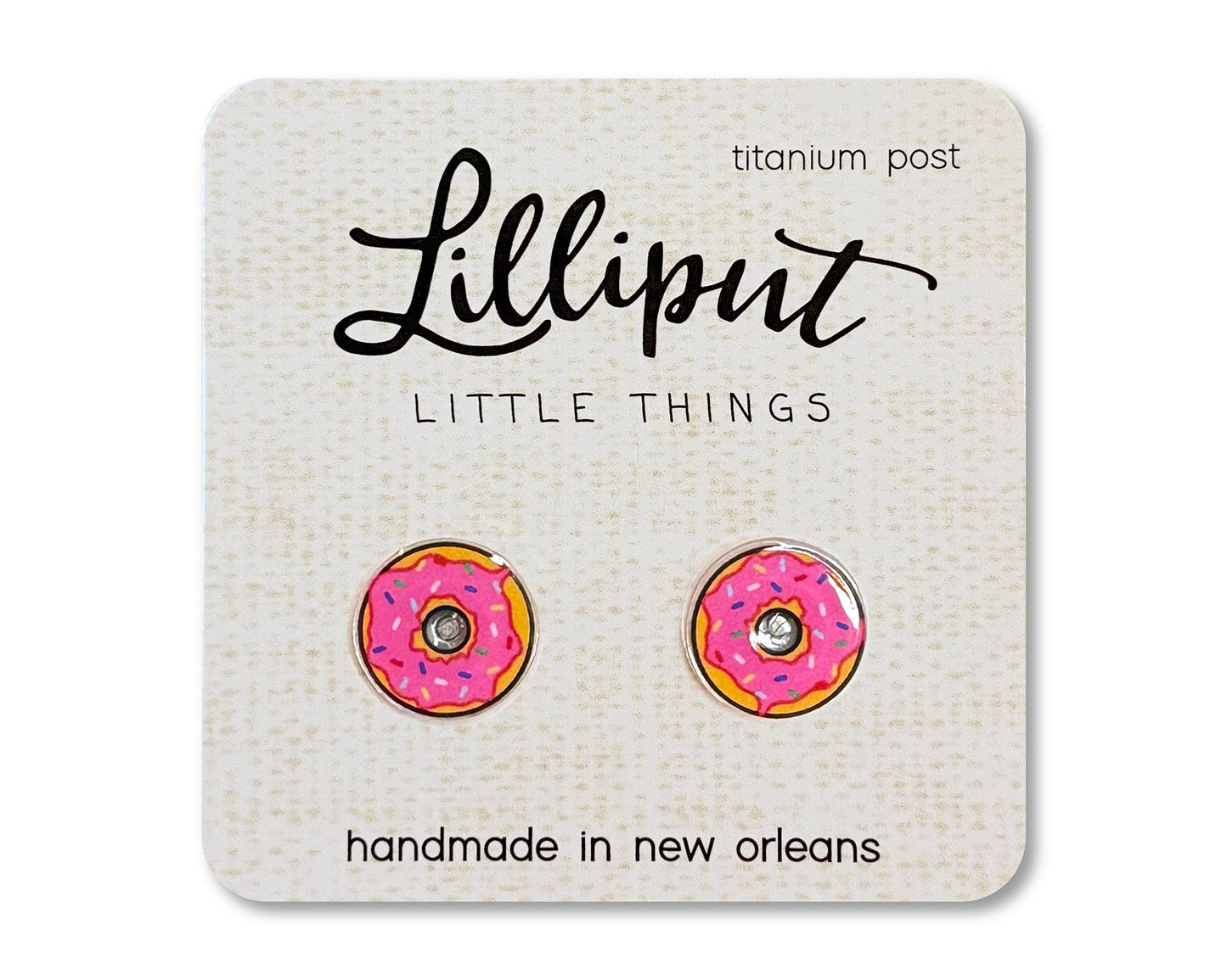 Lilliput Pink Sprinkle Donut Earrings