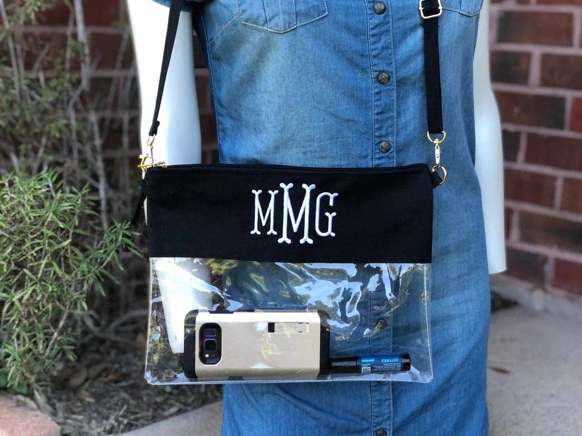 Game Day Clear Crossbody Bag/Clutch - Champagne Gold